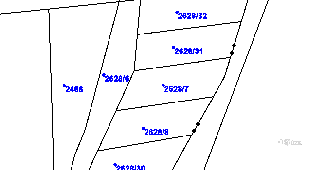 Parcela st. 2628/7 v KÚ Komín, Katastrální mapa