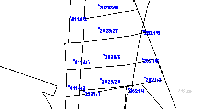 Parcela st. 2628/9 v KÚ Komín, Katastrální mapa
