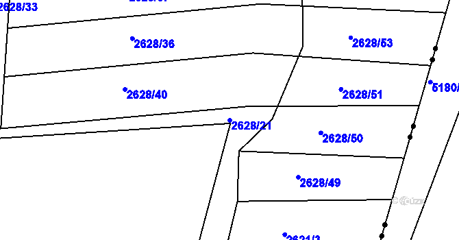 Parcela st. 2628/21 v KÚ Komín, Katastrální mapa