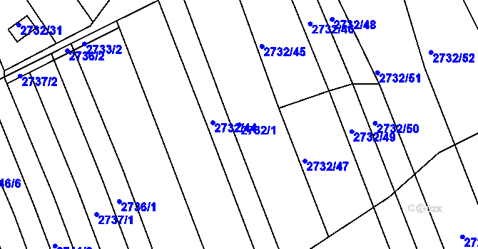 Parcela st. 2732/1 v KÚ Komín, Katastrální mapa