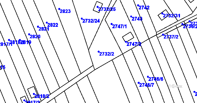 Parcela st. 2732/2 v KÚ Komín, Katastrální mapa