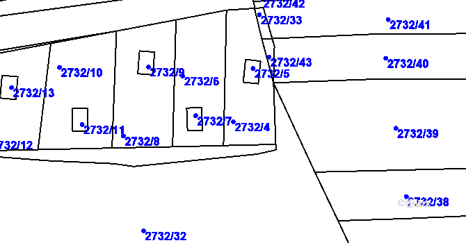 Parcela st. 2732/4 v KÚ Komín, Katastrální mapa