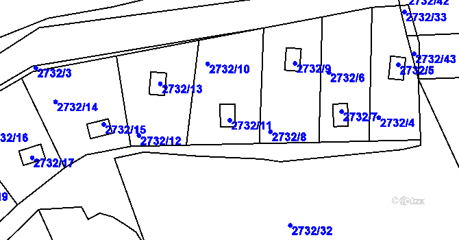 Parcela st. 2732/11 v KÚ Komín, Katastrální mapa