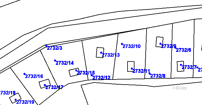 Parcela st. 2732/13 v KÚ Komín, Katastrální mapa