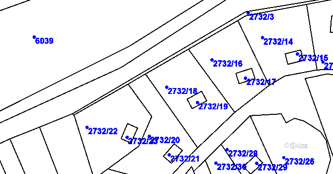 Parcela st. 2732/18 v KÚ Komín, Katastrální mapa