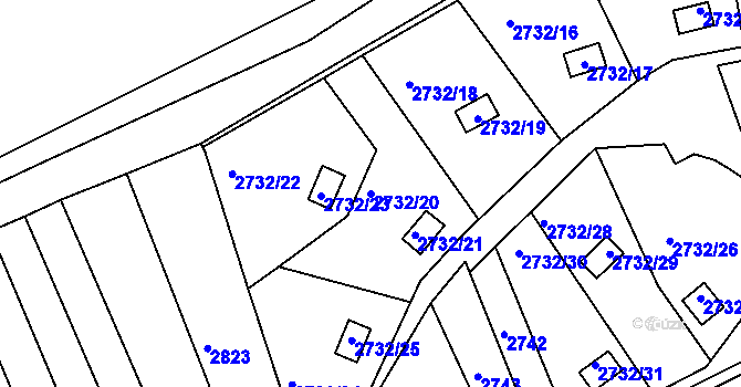 Parcela st. 2732/20 v KÚ Komín, Katastrální mapa
