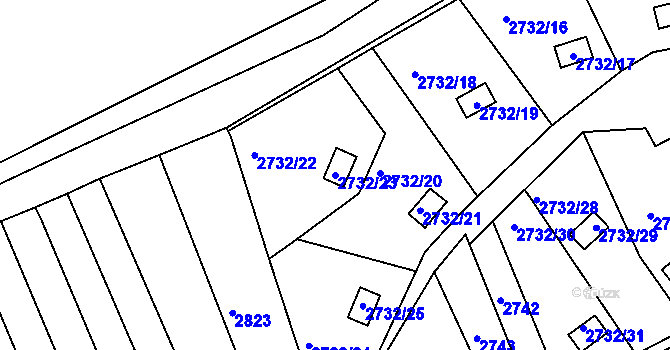 Parcela st. 2732/23 v KÚ Komín, Katastrální mapa