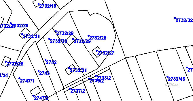 Parcela st. 2732/27 v KÚ Komín, Katastrální mapa