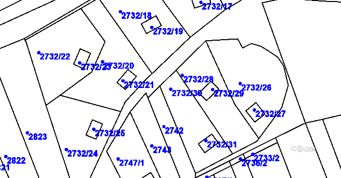 Parcela st. 2732/30 v KÚ Komín, Katastrální mapa