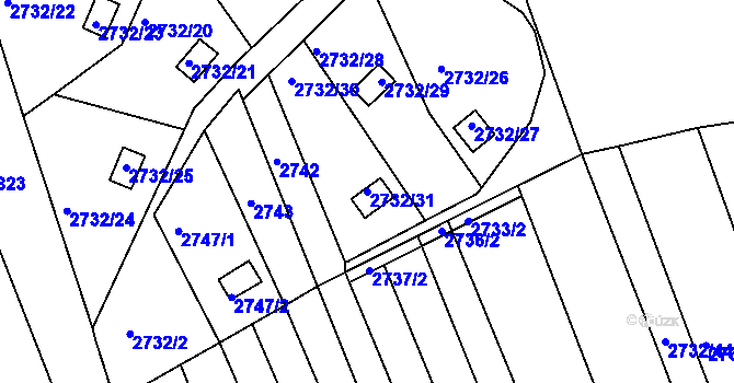 Parcela st. 2732/31 v KÚ Komín, Katastrální mapa