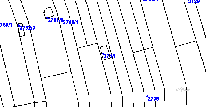 Parcela st. 2744 v KÚ Komín, Katastrální mapa