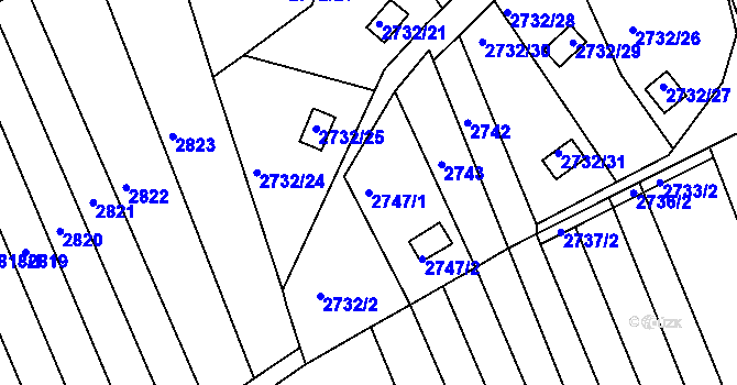Parcela st. 2747/1 v KÚ Komín, Katastrální mapa