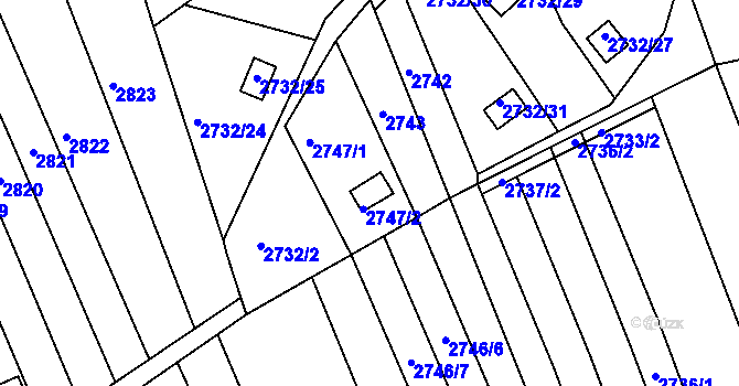 Parcela st. 2747/2 v KÚ Komín, Katastrální mapa