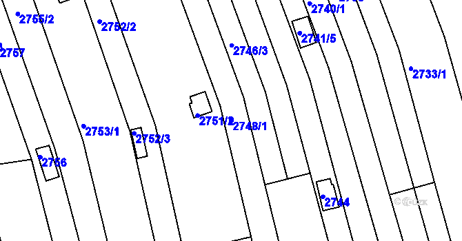 Parcela st. 2748/1 v KÚ Komín, Katastrální mapa