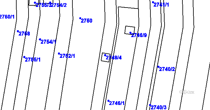 Parcela st. 2748/4 v KÚ Komín, Katastrální mapa