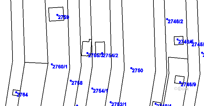 Parcela st. 2754/2 v KÚ Komín, Katastrální mapa