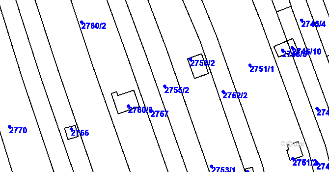 Parcela st. 2755/2 v KÚ Komín, Katastrální mapa