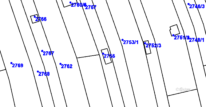 Parcela st. 2756 v KÚ Komín, Katastrální mapa