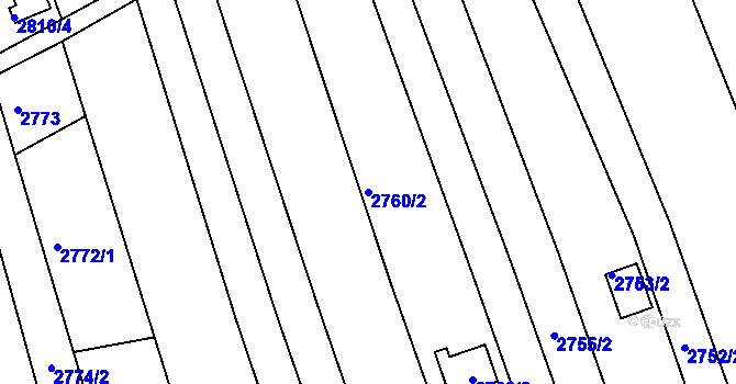Parcela st. 2760/2 v KÚ Komín, Katastrální mapa