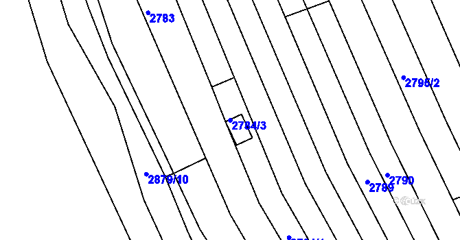 Parcela st. 2784/3 v KÚ Komín, Katastrální mapa