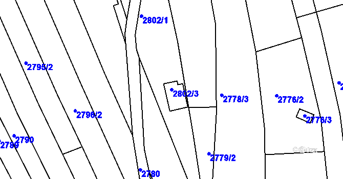 Parcela st. 2802/3 v KÚ Komín, Katastrální mapa