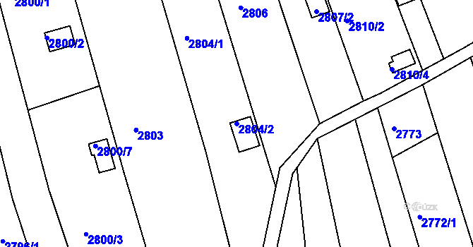 Parcela st. 2804/2 v KÚ Komín, Katastrální mapa