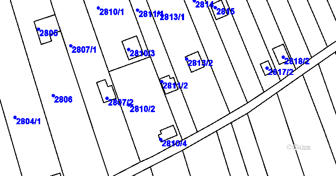 Parcela st. 2811/2 v KÚ Komín, Katastrální mapa