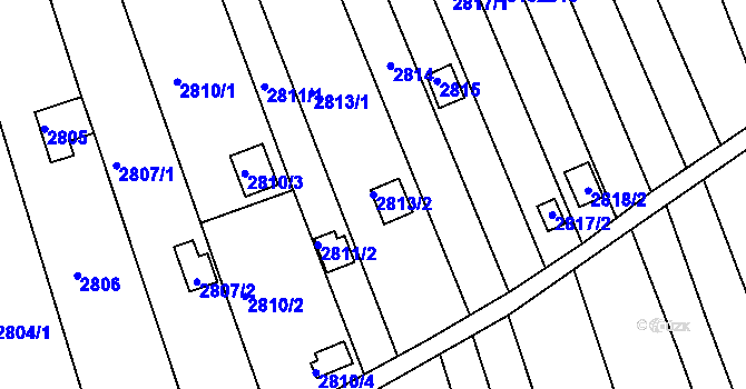 Parcela st. 2813/2 v KÚ Komín, Katastrální mapa