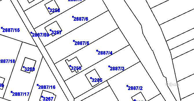 Parcela st. 2887/4 v KÚ Komín, Katastrální mapa