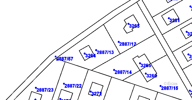 Parcela st. 2887/13 v KÚ Komín, Katastrální mapa