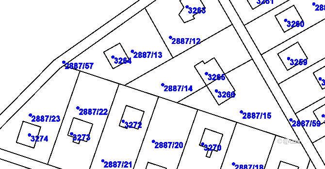 Parcela st. 2887/14 v KÚ Komín, Katastrální mapa