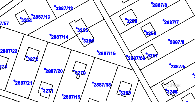 Parcela st. 2887/15 v KÚ Komín, Katastrální mapa