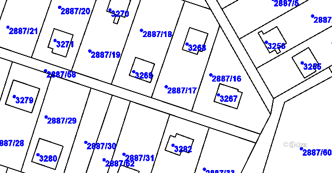 Parcela st. 2887/17 v KÚ Komín, Katastrální mapa