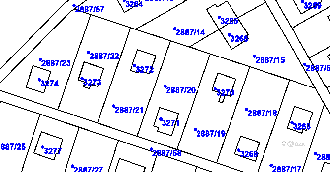 Parcela st. 2887/20 v KÚ Komín, Katastrální mapa