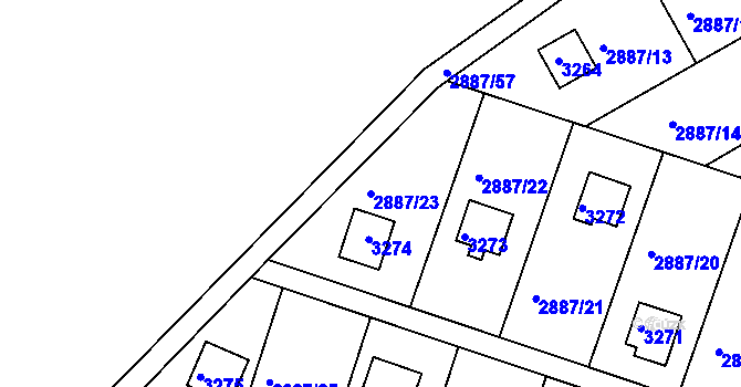 Parcela st. 2887/23 v KÚ Komín, Katastrální mapa
