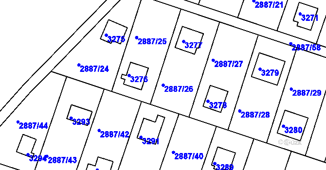 Parcela st. 2887/26 v KÚ Komín, Katastrální mapa