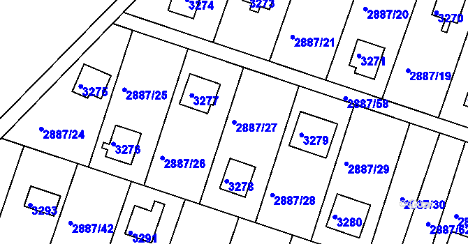 Parcela st. 2887/27 v KÚ Komín, Katastrální mapa