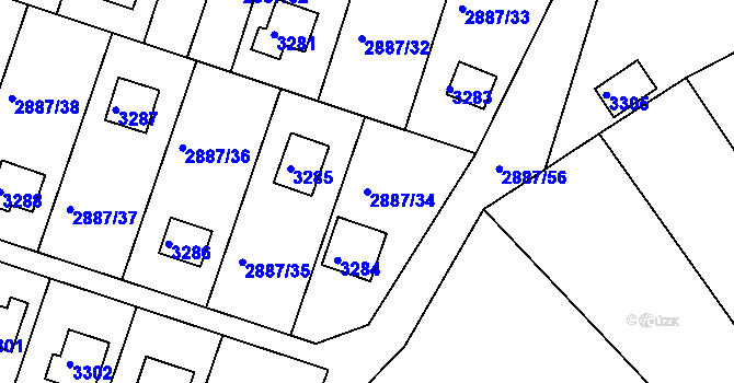 Parcela st. 2887/34 v KÚ Komín, Katastrální mapa