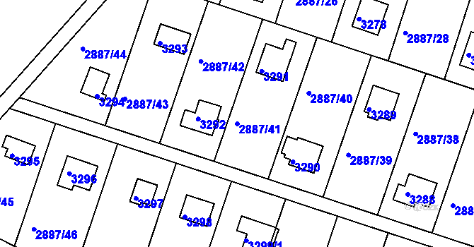 Parcela st. 2887/41 v KÚ Komín, Katastrální mapa