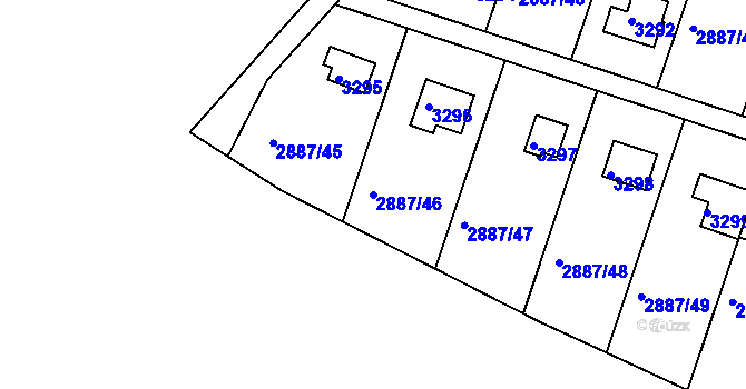 Parcela st. 2887/46 v KÚ Komín, Katastrální mapa