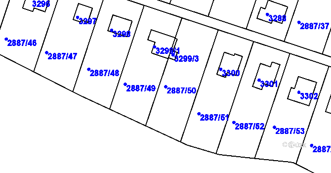 Parcela st. 2887/50 v KÚ Komín, Katastrální mapa