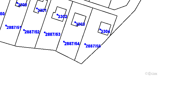 Parcela st. 2887/55 v KÚ Komín, Katastrální mapa