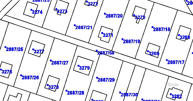 Parcela st. 2887/58 v KÚ Komín, Katastrální mapa