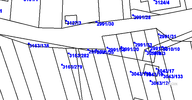 Parcela st. 2991/35 v KÚ Komín, Katastrální mapa
