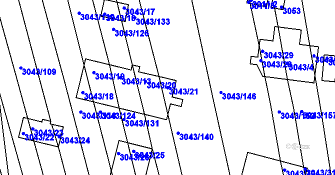 Parcela st. 3043/21 v KÚ Komín, Katastrální mapa