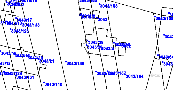 Parcela st. 3043/28 v KÚ Komín, Katastrální mapa