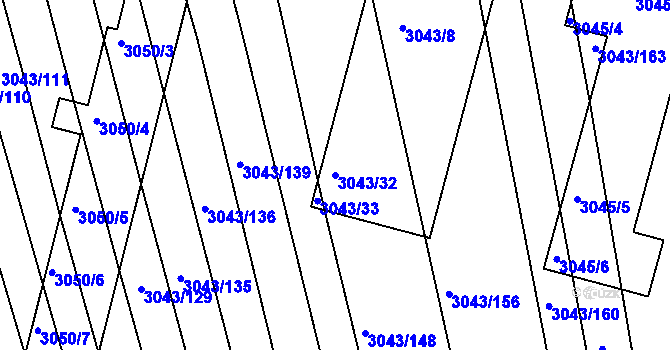 Parcela st. 3043/32 v KÚ Komín, Katastrální mapa