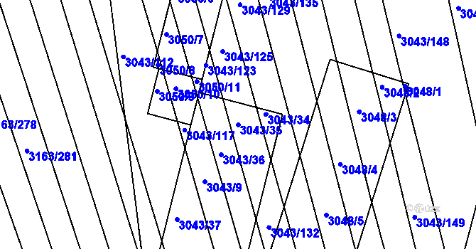 Parcela st. 3043/35 v KÚ Komín, Katastrální mapa