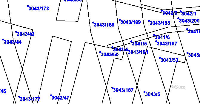 Parcela st. 3043/50 v KÚ Komín, Katastrální mapa