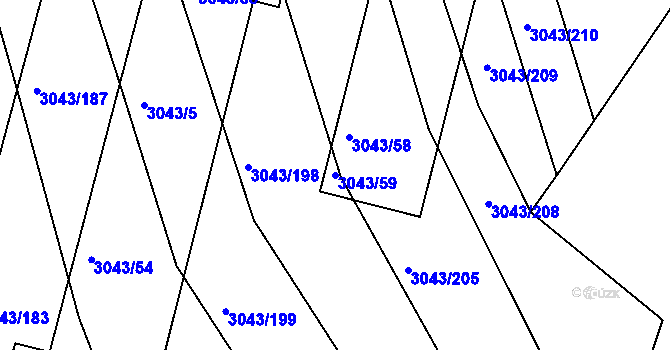Parcela st. 3043/59 v KÚ Komín, Katastrální mapa